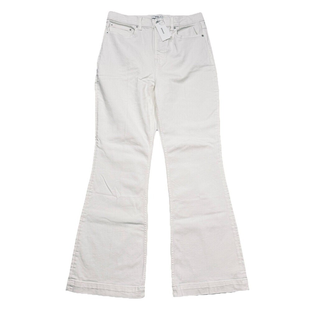 Spanx Lycra Flare Jeans 16 32x31 White Trouser High Rise Stretch Womens NWT NEW